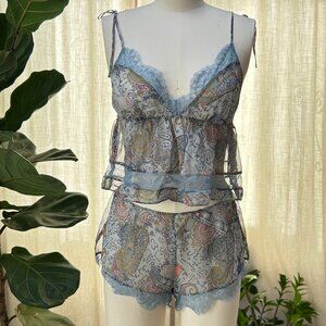 Y2K Fairycore lace chiffon cami shorts set romantic lingerie Victoria’s Secret